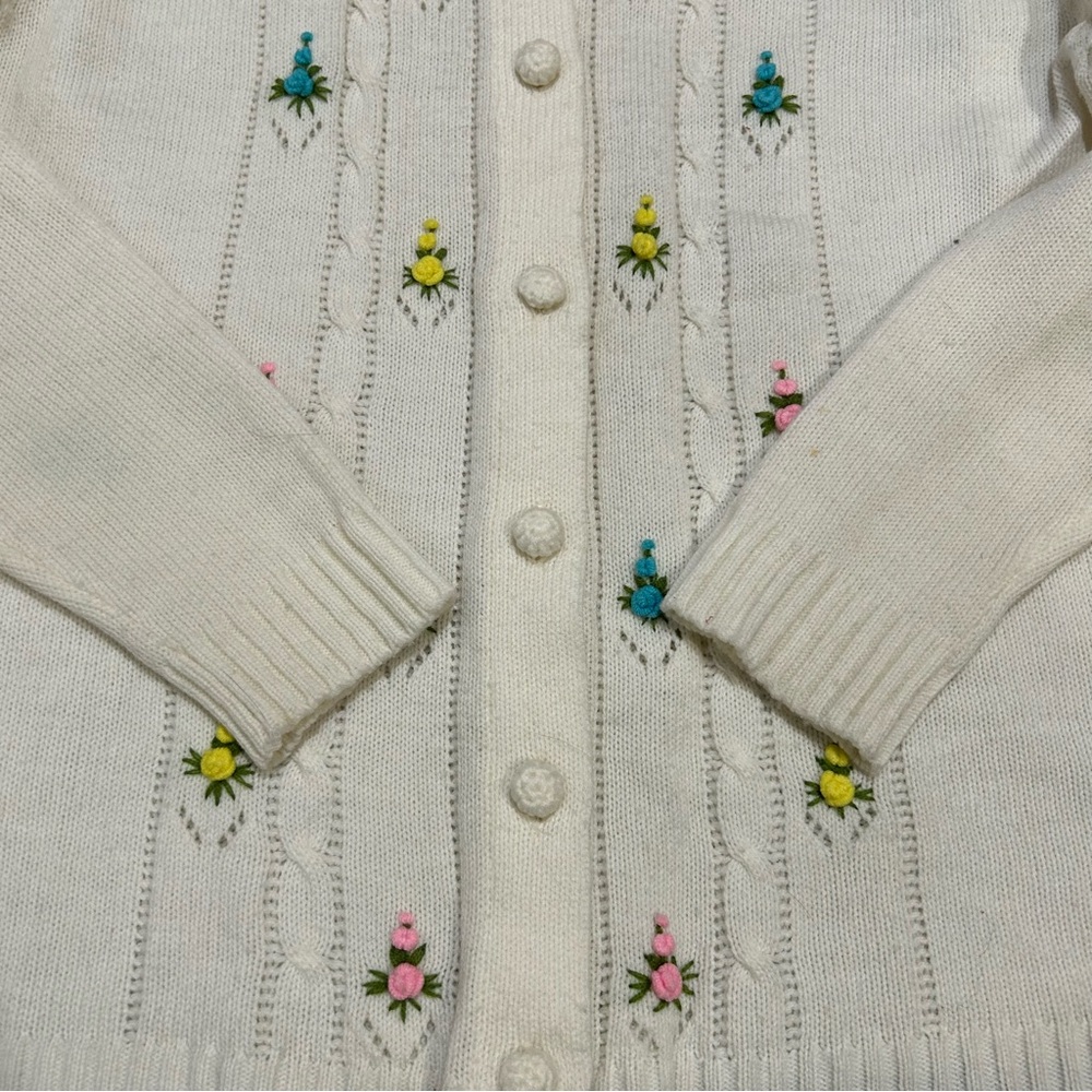 Vintage Hudson’s Bay Company Cottagecore Floral Embroidered Cardigan Sz Large - Picture 5 of 12